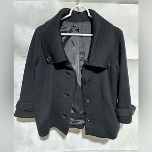 THEORY Womens Wool Jackie O’ Sweater Jacket Button Shawl Collar Black Size Small